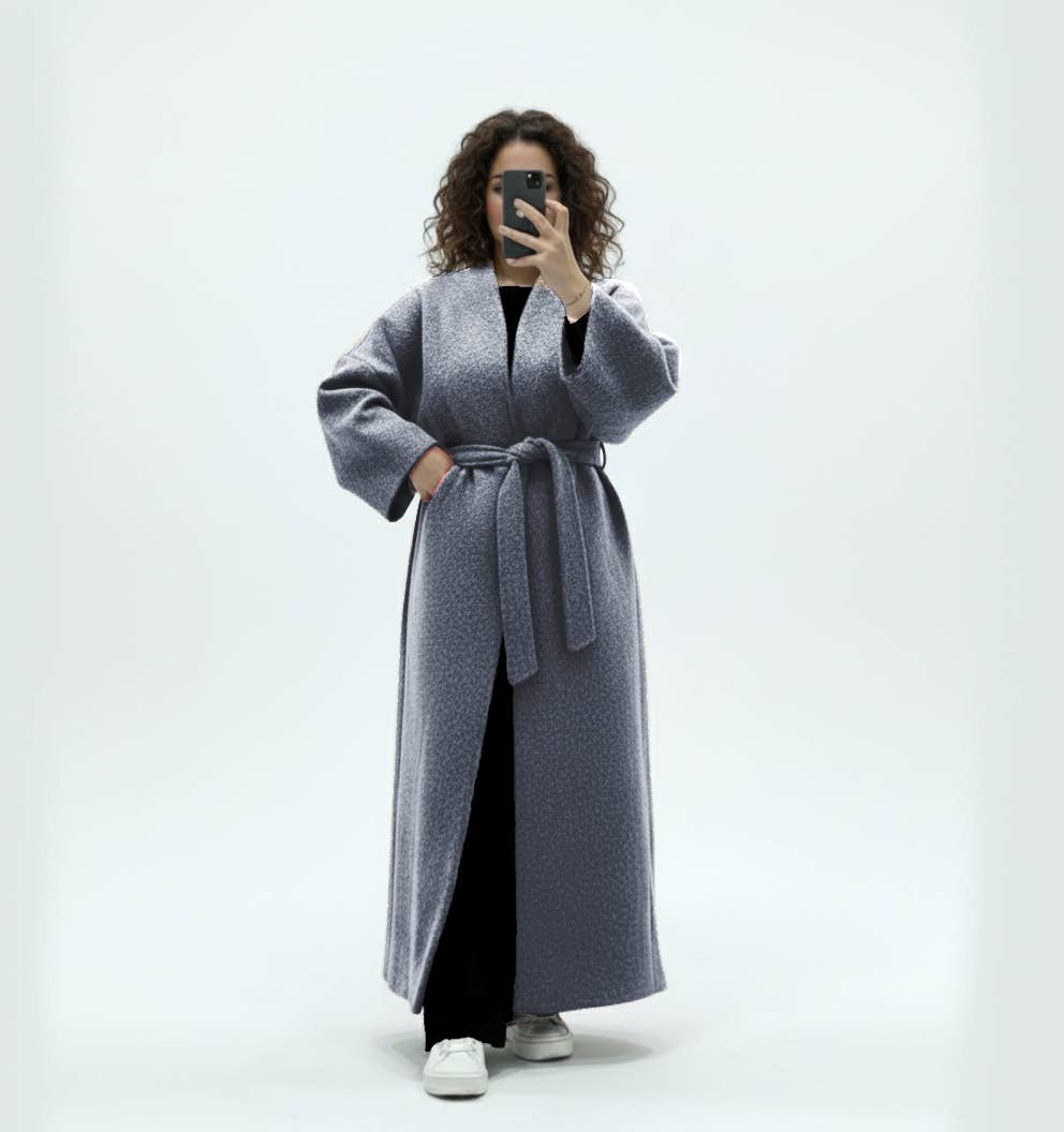 Cappotto in caban lungo con cintura - Taglia unica