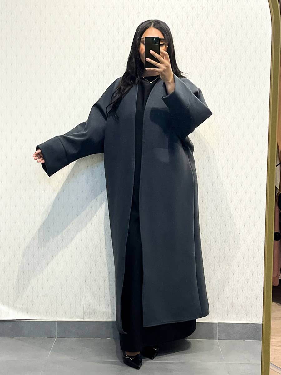 Cappotto in caban lungo con cintura - Taglia unica