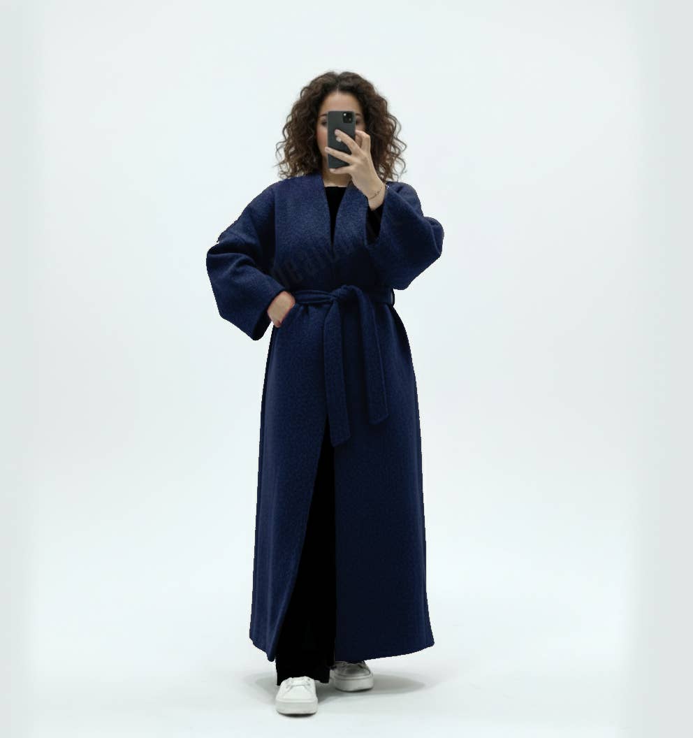 Cappotto in caban lungo con cintura - Taglia unica