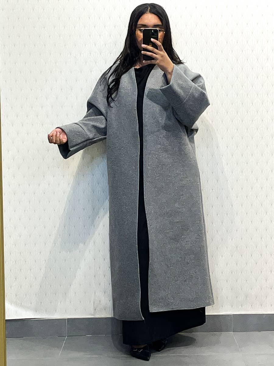 Cappotto in caban lungo con cintura - Taglia unica
