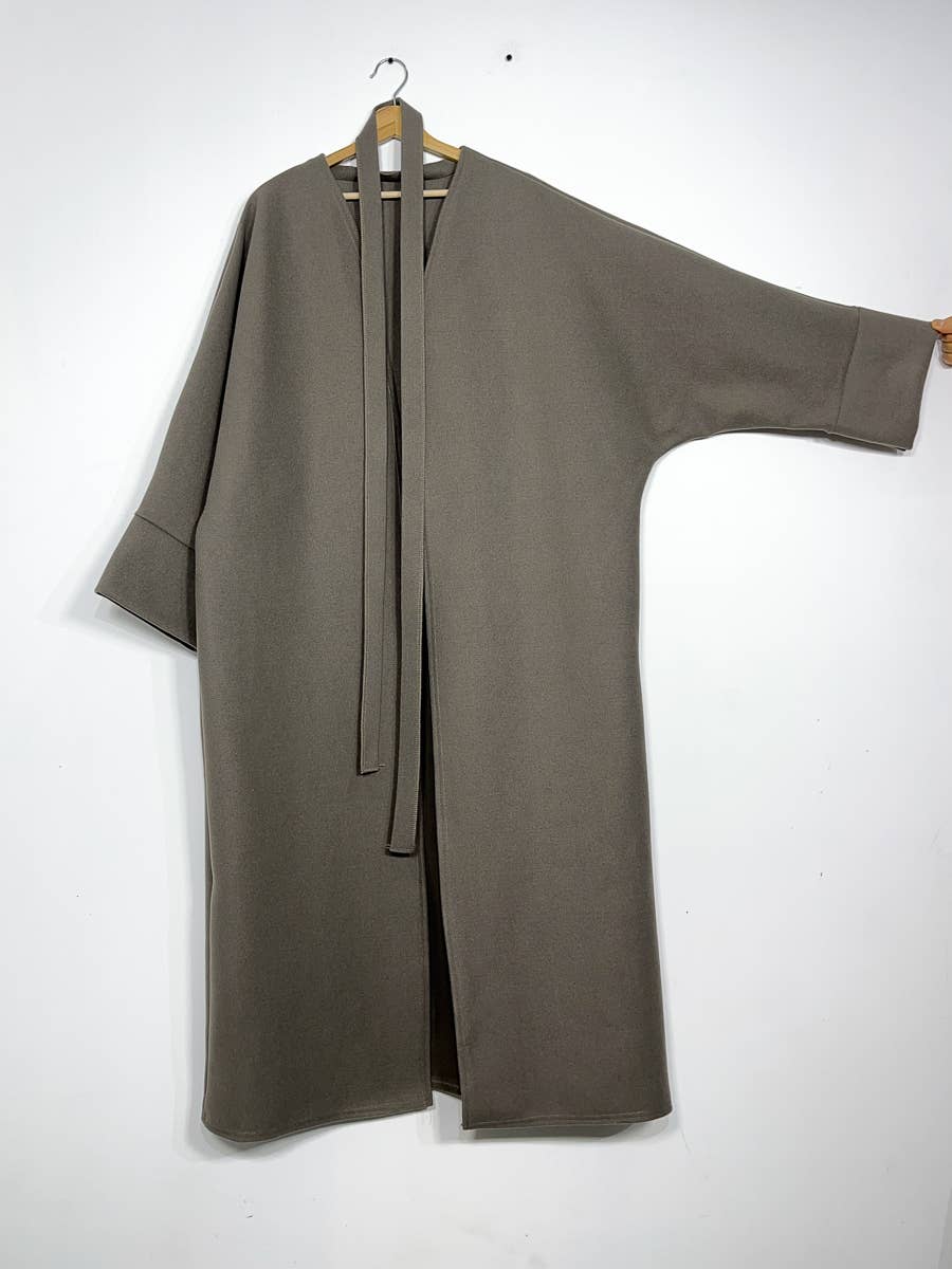 Cappotto in caban lungo con cintura - Taglia unica