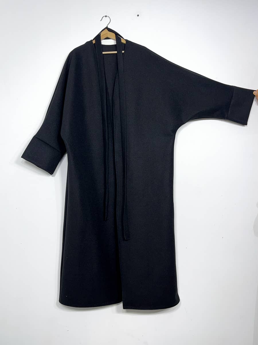 Cappotto in caban lungo con cintura - Taglia unica
