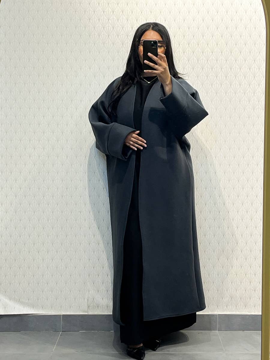 Cappotto in caban lungo con cintura - Taglia unica