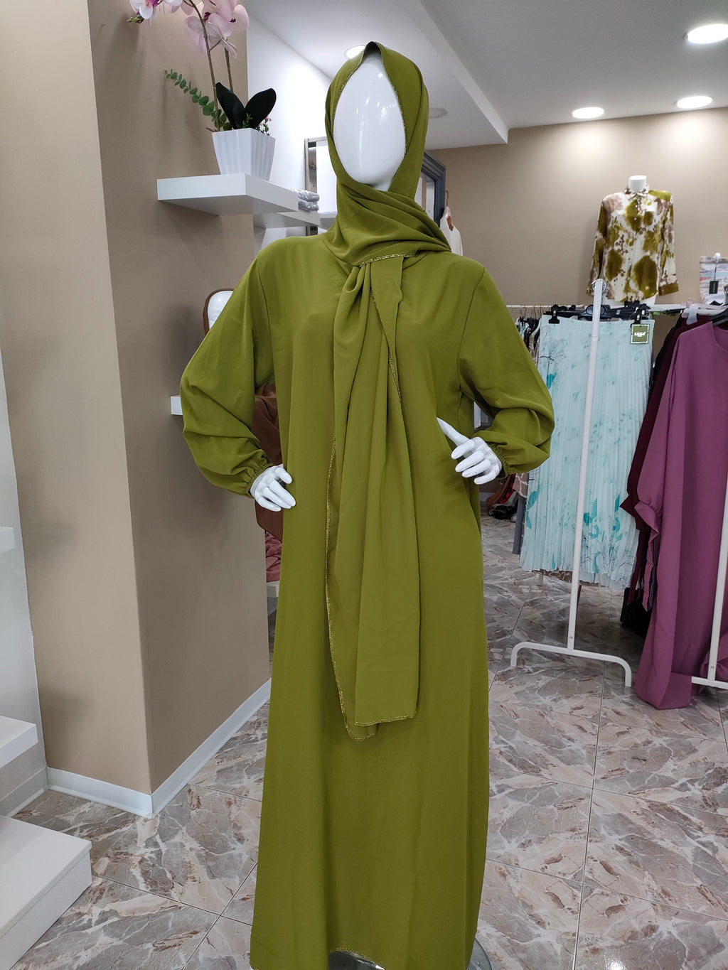 Abaya Aisha con velo integrato