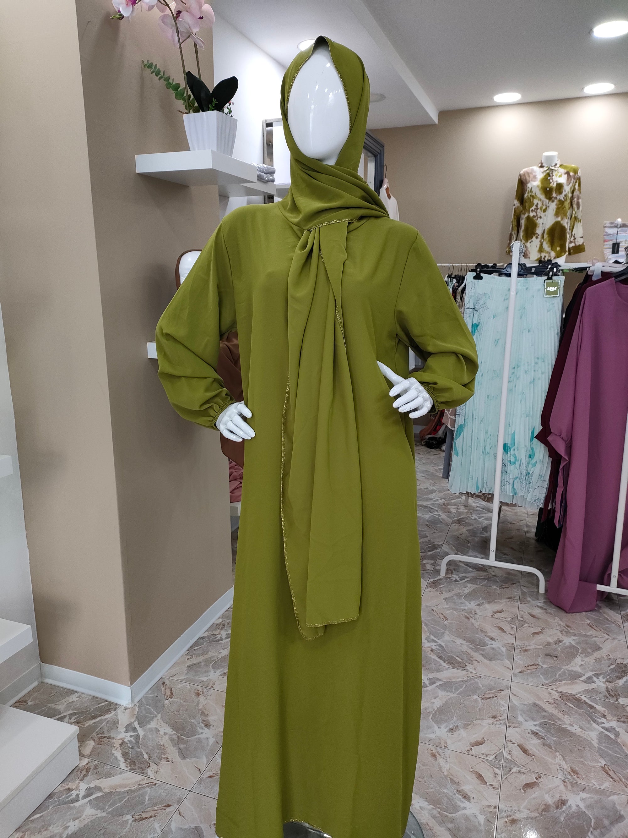 Abaya Aisha con velo integrato